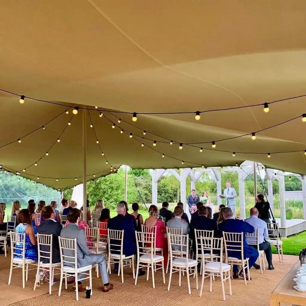 Stretch Tent Field of Dreams venue Wedding BBQ Catering Table